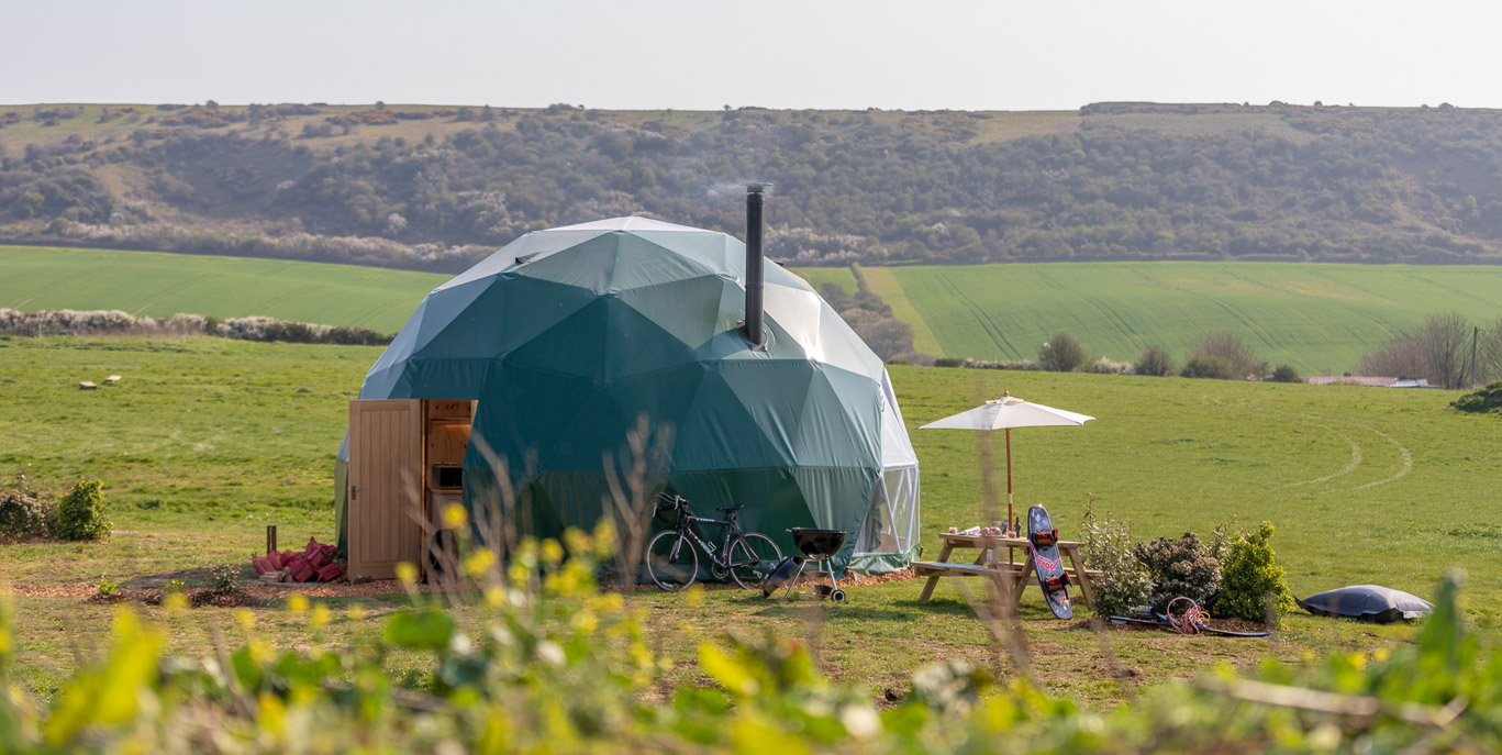 New Geodesic Dome at Tapnell Farm, Tom's Eco Lodge